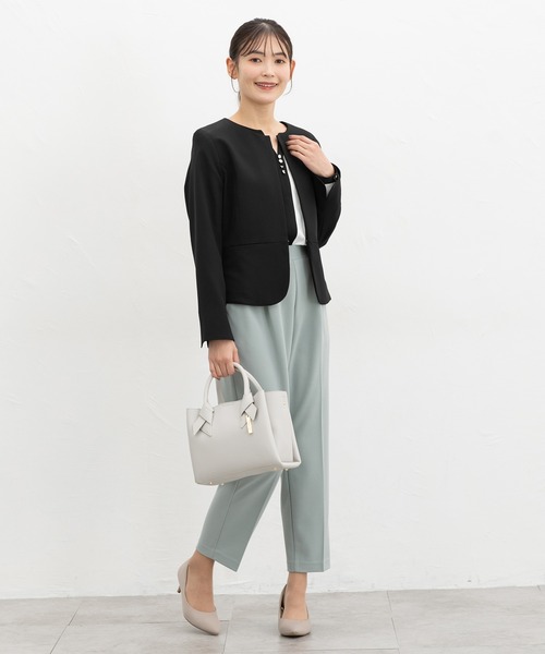 Honeys（ハニーズ）の「【ストレッチ・ウォッシャブル・イージーケア】ノーカラージャケット（ノーカラージャケット・レディース・ダークベージュ/ネイビー/ライトグレー系2/ライトグレー系1/ブラック・3L/L/LL/M/S）」の8枚目の写真