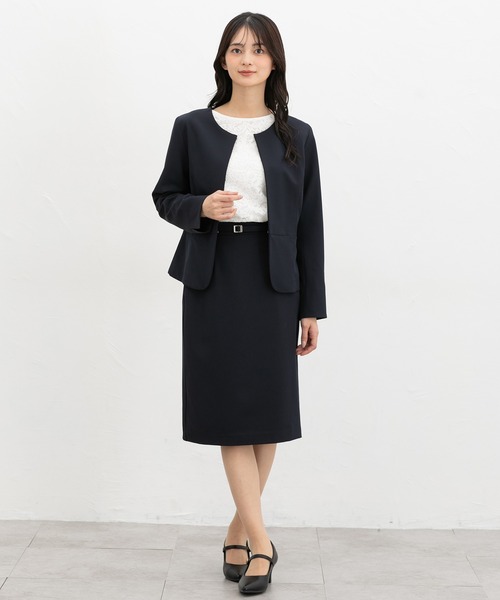 Honeys（ハニーズ）の「【ストレッチ・ウォッシャブル・イージーケア】ノーカラージャケット（ノーカラージャケット・レディース・ダークベージュ/ネイビー/ライトグレー系2/ライトグレー系1/ブラック・3L/L/LL/M/S）」の16枚目の写真