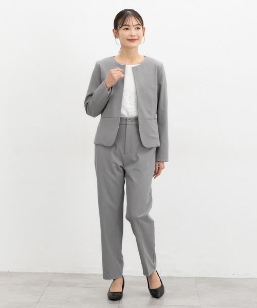 Honeys（ハニーズ）の「【ストレッチ・ウォッシャブル・イージーケア】ノーカラージャケット（ノーカラージャケット・レディース・ダークベージュ/ネイビー/ライトグレー系2/ライトグレー系1/ブラック・3L/L/LL/M/S）」の20枚目の写真