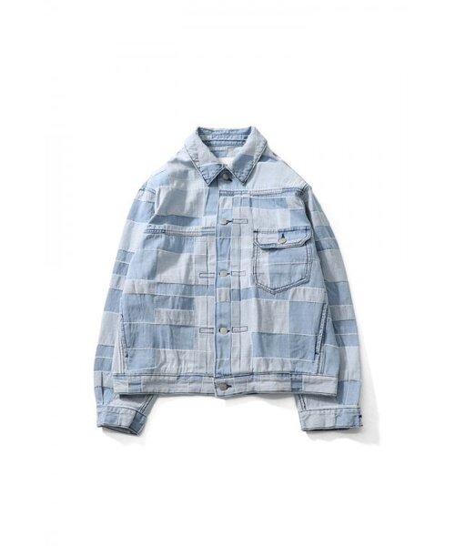 Liverty Pattern Denim Jacket Light Blue