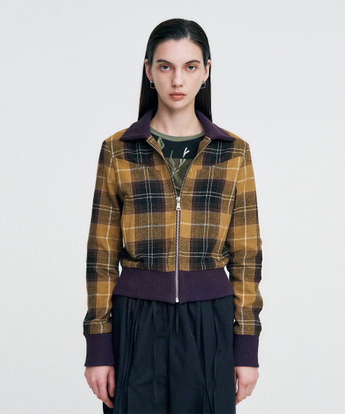 KIMZISU(キムジス)の「Plaid Check Flannel Zip-Up Jacket _ MUSTARD(その他アウター・レディース・マスタード・SMALL)」の1枚目の写真