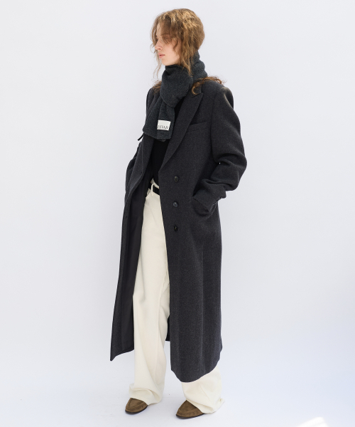 LEVAR(レバー)の「Straight Wool Maxi Coat - Charcoal(チェスターコート・レディース・ダークグレー・FREE)」の2枚目の写真