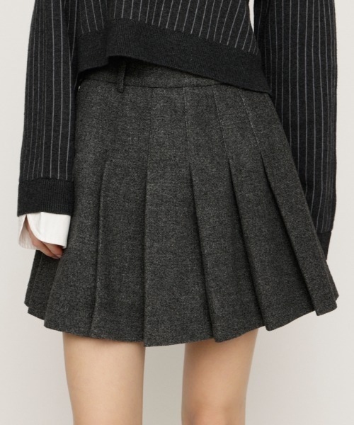 SLY(スライ)の「PLEATS S/SK プリーツ ショートスカート ミニスカート 秋服 冬服(スカート・レディース・杢グレー/アイボリー・0/1)」の1枚目の写真