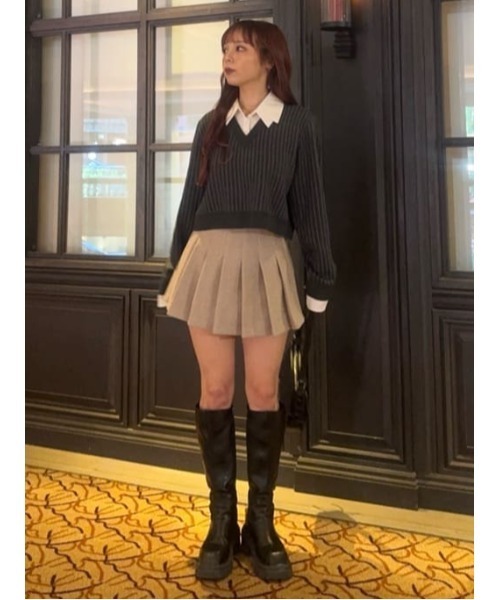 SLY(スライ)の「PLEATS S/SK プリーツ ショートスカート ミニスカート 秋服 冬服(スカート・レディース・杢グレー/アイボリー・0/1)」の15枚目の写真