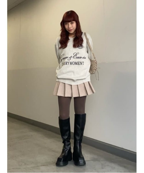 SLY(スライ)の「PLEATS S/SK プリーツ ショートスカート ミニスカート 秋服 冬服(スカート・レディース・杢グレー/アイボリー・0/1)」の17枚目の写真