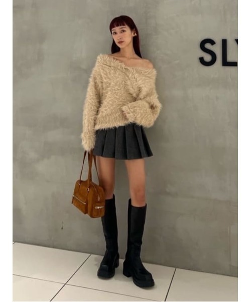 SLY(スライ)の「PLEATS S/SK プリーツ ショートスカート ミニスカート 秋服 冬服(スカート・レディース・杢グレー/アイボリー・0/1)」の18枚目の写真