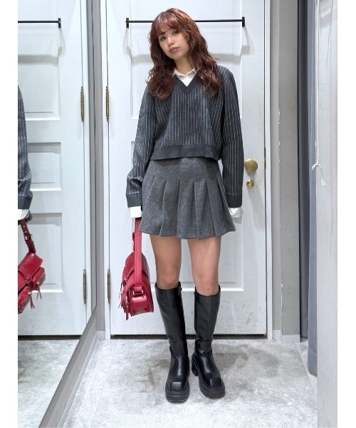 SLY(スライ)の「PLEATS S/SK プリーツ ショートスカート ミニスカート 秋服 冬服(スカート・レディース・杢グレー/アイボリー・0/1)」の19枚目の写真