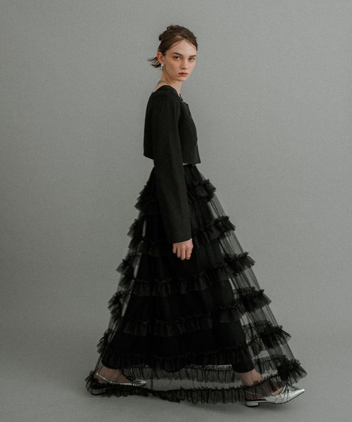 et.UNiVER（エトユニベール）の「Tiered tulle Skirt+JK（ドレス