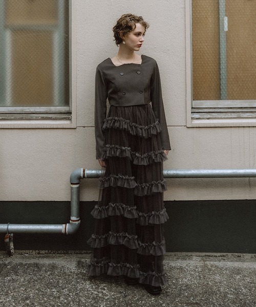 et.UNiVER（エトユニベール）の「Tiered tulle Skirt+JK（ドレス