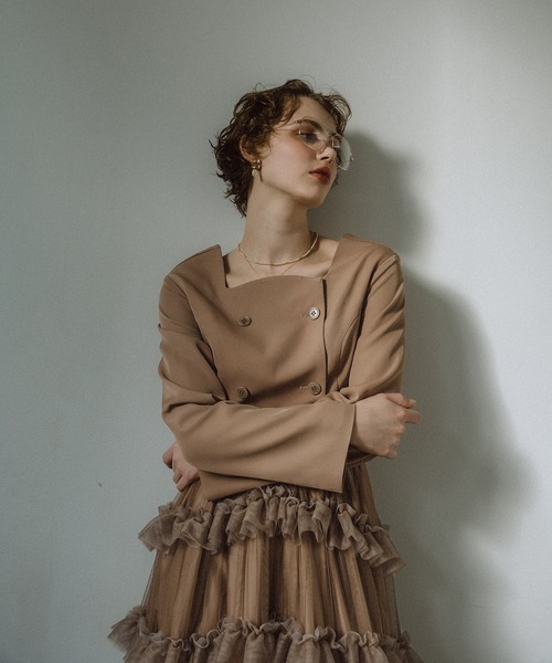 Tiered tulle Skirt+JK ブラウン　Lサイズ Tiered tulle Skirt+JK（ドレス）｜et.UNiVER（エトユニベール）の
