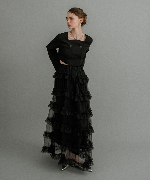 et.UNiVER（エトユニベール）の「Tiered tulle Skirt+JK（ドレス