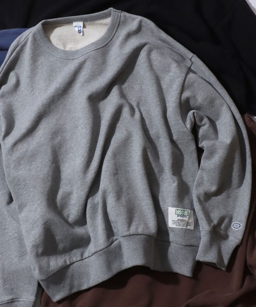 DISCUS（ディスカス）の「DISCUS/ディスカス 裏毛 パウダーブリーチ加工 ワンポイント刺繍 トレーナー スウェット レディース メンズ（スウェット・レディース・グリーン/レッド/ブラウン/ブルー/グレー/ブラック/マスタード・FREE）」の3枚目の写真