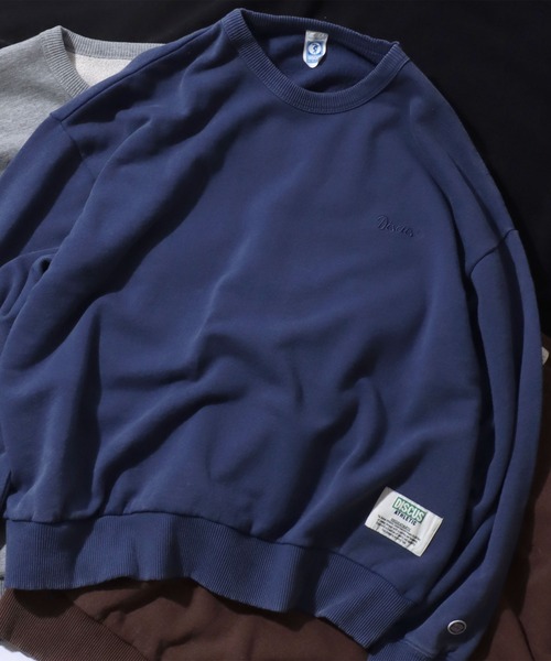 DISCUS（ディスカス）の「DISCUS/ディスカス 裏毛 パウダーブリーチ加工 ワンポイント刺繍 トレーナー スウェット レディース メンズ（スウェット・レディース・グリーン/レッド/ブラウン/ブルー/グレー/ブラック/マスタード・FREE）」の6枚目の写真