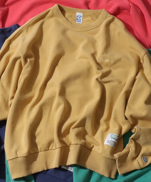DISCUS（ディスカス）の「DISCUS/ディスカス 裏毛 パウダーブリーチ加工 ワンポイント刺繍 トレーナー スウェット レディース メンズ（スウェット・レディース・グリーン/レッド/ブラウン/ブルー/グレー/ブラック/マスタード・FREE）」の7枚目の写真