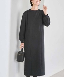 IEDIT 裏起毛素材のタック入りIラインワンピース