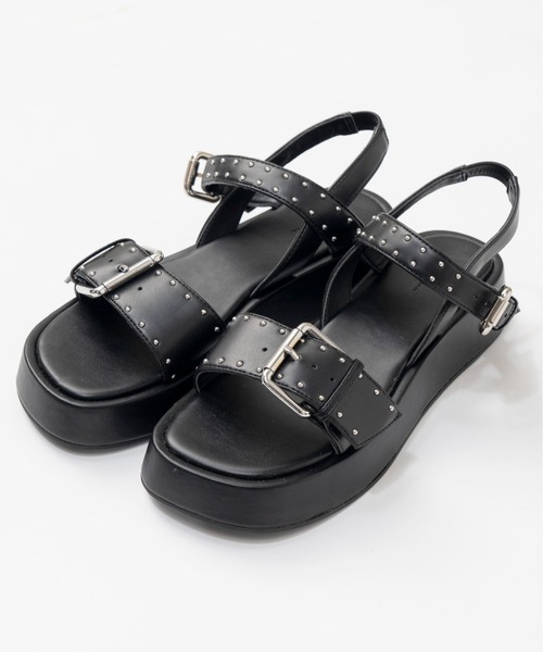 MAISON SPECIAL（メゾンスペシャル）の「Studded Wide Belt Sandals/スタッズワイドベルトサンダル（サンダル・レディース・ボルドー/ブラック・38/37/36）」の6枚目の写真