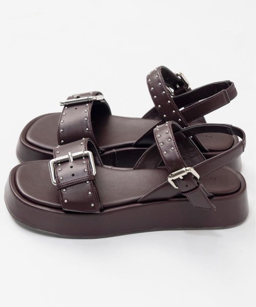 MAISON SPECIAL（メゾンスペシャル）の「Studded Wide Belt Sandals/スタッズワイドベルトサンダル（サンダル・レディース・ボルドー/ブラック・38/37/36）」の8枚目の写真