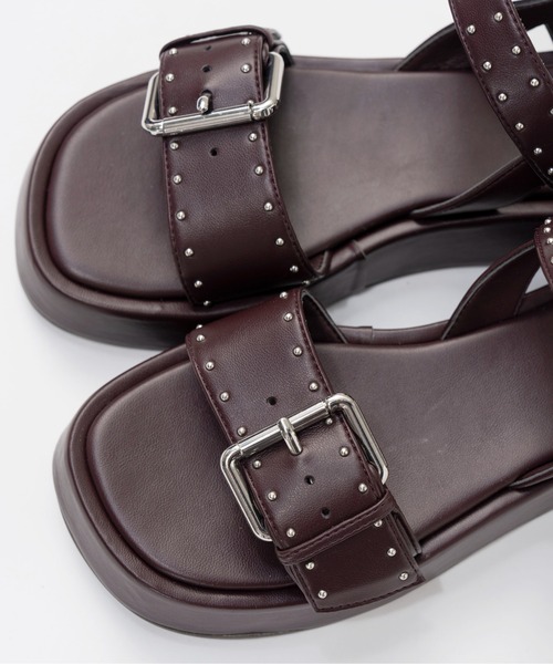 MAISON SPECIAL（メゾンスペシャル）の「Studded Wide Belt Sandals/スタッズワイドベルトサンダル（サンダル・レディース・ボルドー/ブラック・38/37/36）」の10枚目の写真