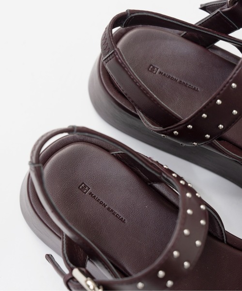 MAISON SPECIAL（メゾンスペシャル）の「Studded Wide Belt Sandals/スタッズワイドベルトサンダル（サンダル・レディース・ボルドー/ブラック・38/37/36）」の13枚目の写真
