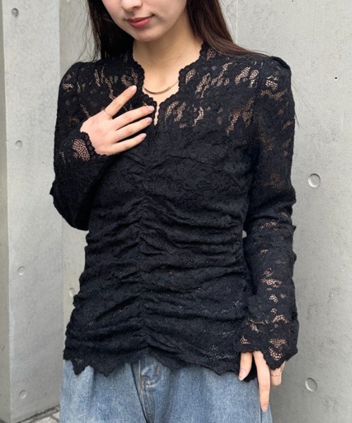 MYMOOD.(マイムード)の「花柄レースVネックカットソー(Tシャツ/カットソー・レディース・アイボリー/ブラック・FREE)」の17枚目の写真