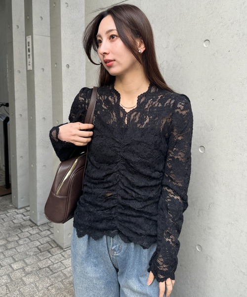MYMOOD.(マイムード)の「花柄レースVネックカットソー(Tシャツ/カットソー・レディース・アイボリー/ブラック・FREE)」の21枚目の写真
