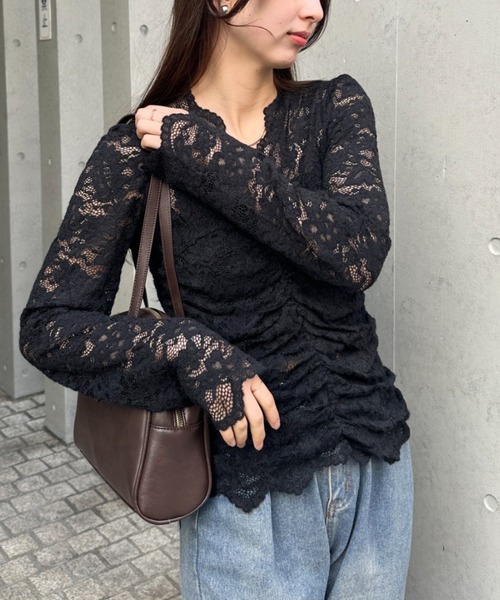 MYMOOD.(マイムード)の「花柄レースVネックカットソー(Tシャツ/カットソー・レディース・アイボリー/ブラック・FREE)」の22枚目の写真