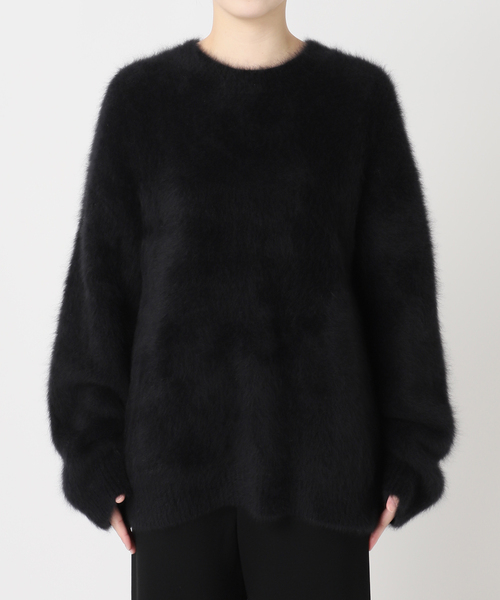 DUET クルーネックセーター　ドゥーズィエムクラス　ファー　ニット　黒 DUET クルーネック セーター（ニット/セーター）｜Deuxieme Classe