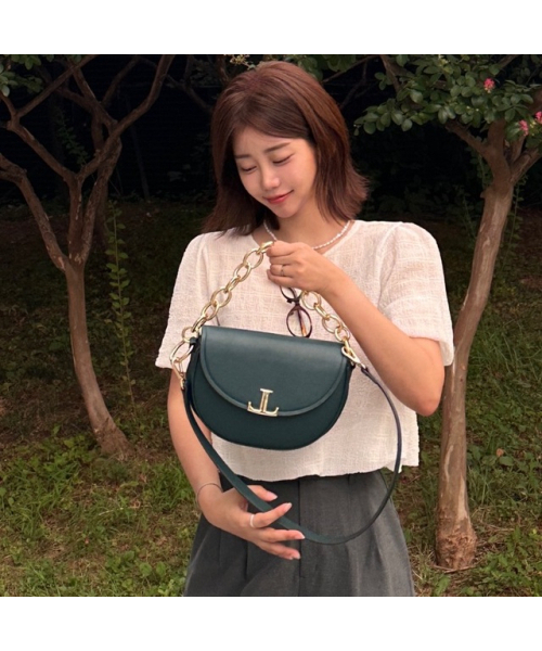 LYUNANLYUNA(ルナエヌルナ)の「Rune 5 Way Women's Saddle Leather Crossbody Bag(メッセンジャーバッグ・レディース・ブラック/グリーン/アイボリー/ダークグレー/タン/ライトピンク・FREE)」の14枚目の写真