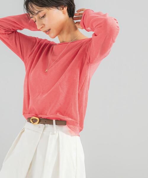 URBAN RESEARCH ROSSO WOMEN（アーバンリサーチ　ロッソ）の「シアーレイヤードニット（ニット/セーター・レディース・ピンク/オフホワイト・FREE）」の2枚目の写真