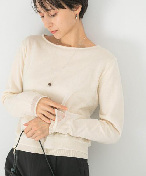 URBAN RESEARCH ROSSO WOMEN（アーバンリサーチ　ロッソ）の「シアーレイヤードニット（ニット/セーター・レディース・ピンク/オフホワイト・FREE）」の16枚目の写真