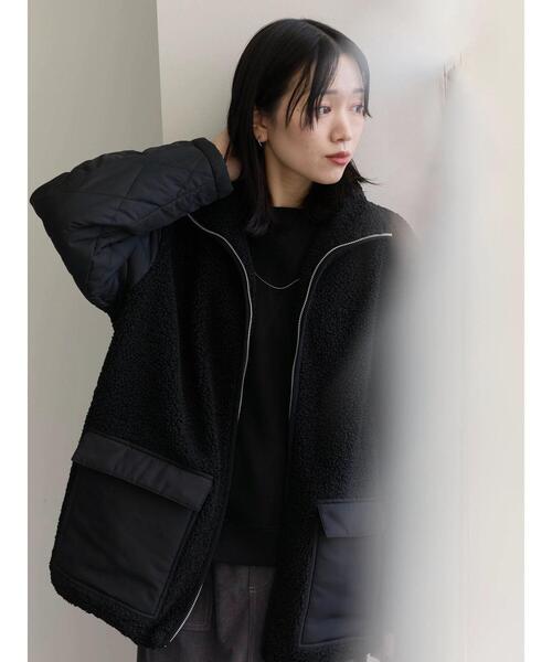 Samansa Mos2 blue（サマンサモスモスブルー）の「スタンドボアキルトジャケット（その他アウター・レディース・ブラック/キナリ/モカ・F）」の3枚目の写真