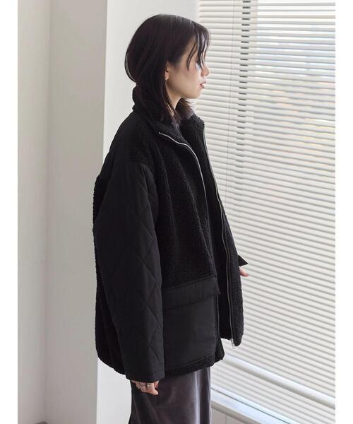 Samansa Mos2 blue（サマンサモスモスブルー）の「スタンドボアキルトジャケット（その他アウター・レディース・ブラック/キナリ/モカ・F）」の4枚目の写真