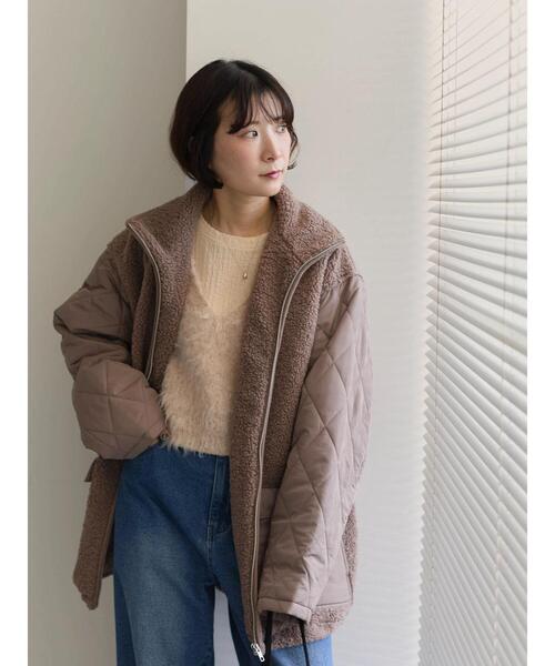 Samansa Mos2 blue（サマンサモスモスブルー）の「スタンドボアキルトジャケット（その他アウター・レディース・ブラック/キナリ/モカ・F）」の6枚目の写真