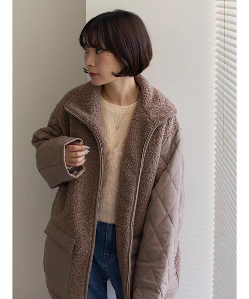 Samansa Mos2 blue（サマンサモスモスブルー）の「スタンドボアキルトジャケット（その他アウター・レディース・ブラック/キナリ/モカ・F）」の8枚目の写真