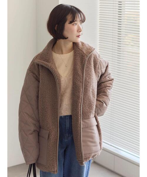 Samansa Mos2 blue（サマンサモスモスブルー）の「スタンドボアキルトジャケット（その他アウター・レディース・ブラック/キナリ/モカ・F）」の9枚目の写真