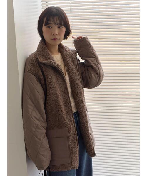 Samansa Mos2 blue（サマンサモスモスブルー）の「スタンドボアキルトジャケット（その他アウター・レディース・ブラック/キナリ/モカ・F）」の10枚目の写真