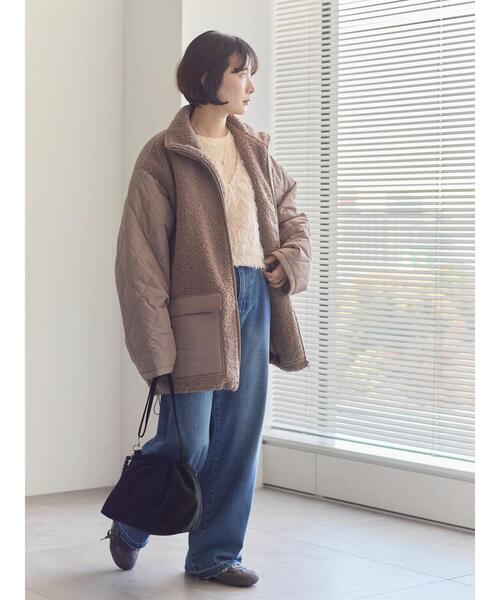 Samansa Mos2 blue（サマンサモスモスブルー）の「スタンドボアキルトジャケット（その他アウター・レディース・ブラック/キナリ/モカ・F）」の11枚目の写真