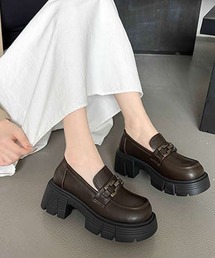厚底 バックル付き チャンキーヒール ローファー culs177