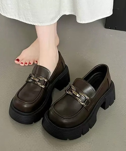 c.u.l(シーユーエル)の「厚底 バックル付き チャンキーヒール ローファー culs177(ローファー・レディース・ブラウン/ブラック・39/38/37/36)」の13枚目の写真