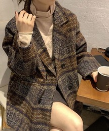 Pittok（ピットク）の「チェック柄オーバーサイズジャケットコート（チェスターコート）」