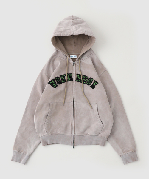 WOKE EDGE(ウォークエッジ)の「WOKE EDGE / ウォークエッジ FADED EMBROIDERY ZIP UP HOODIE(パーカー・メンズ・ブルー/ベージュ・SMALL/MEDIUM/LARGE)」の1枚目の写真