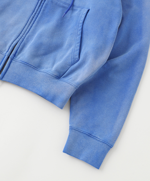WOKE EDGE(ウォークエッジ)の「WOKE EDGE / ウォークエッジ FADED EMBROIDERY ZIP UP HOODIE(パーカー・メンズ・ブルー/ベージュ・SMALL/MEDIUM/LARGE)」の5枚目の写真