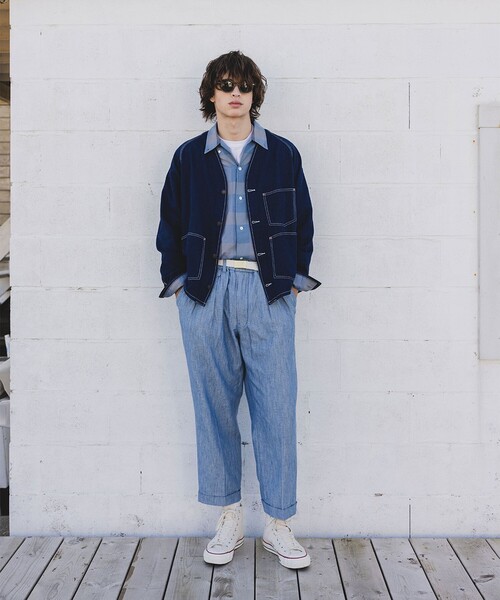 BEAMS PLUS（ビームスプラス）の「2 Pleats Relax Trousers Indigo Oxford（その他パンツ・メンズ・ブルー/インディゴブルー・S/XL/L/M）」の5枚目の写真