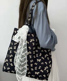 meJane | リボン柄&ドット柄レースアクセント トートバッグ(トートバッグ)