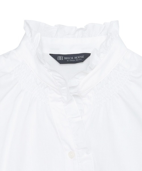 TOKYO SHIRTS(トウキョウシャツ)の「スタンド ゴムシャーリング ブラウス 長袖 レディースデザインシャツ(シャツ/ブラウス・レディース・ホワイト・S/M/L/LL/XL)」の3枚目の写真