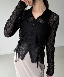 JUNOAH（ジュノア）の「カットレースポロ衿カーディガン（カーディガン/ボレロ）」