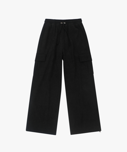 LOSSYROW（ロッシロー）の「Corduroy banding cargo pants Black（スウェットパンツ・レディース・ブラック・FREE）」の5枚目の写真