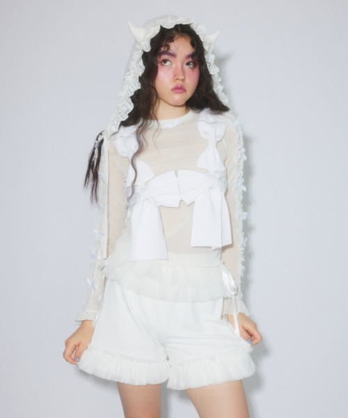 Candy Stripper（キャンディストリッパー）の「DOLLY RIBBON TULLE FRILL トップス（その他トップス・レディース・ブラック/ピンク/オフホワイト・FREE）」の5枚目の写真