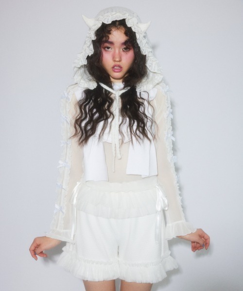 Candy Stripper（キャンディストリッパー）の「DOLLY RIBBON TULLE FRILL トップス（その他トップス・レディース・ブラック/ピンク/オフホワイト・FREE）」の7枚目の写真