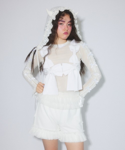 Candy Stripper（キャンディストリッパー）の「DOLLY RIBBON TULLE FRILL トップス（その他トップス・レディース・ブラック/ピンク/オフホワイト・FREE）」の8枚目の写真